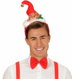 Mini-Nisselue "Merry Christmas" m/bjelle og sløyfe, på hårbøyle