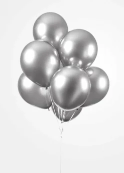 Mirror Sølv Ballonger, 30 cm, 10 stk