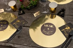 Musikk bordbrikke Gullplate 34cm 6stk