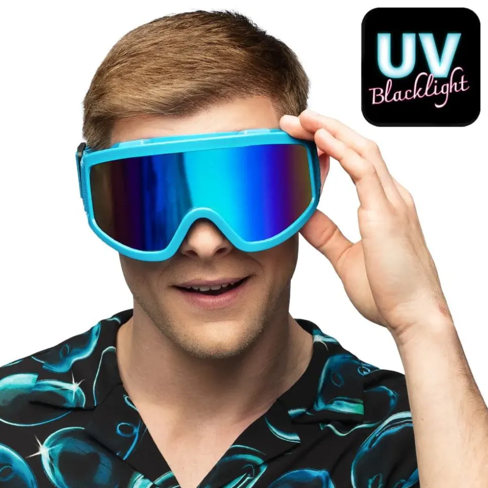 Party Slalombriller Neon blå UV