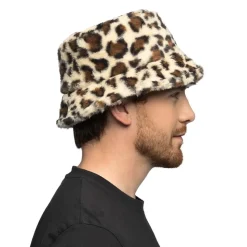 Plysj Leopard Bøttehatt