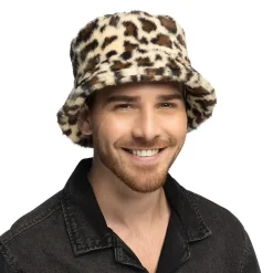 Plysj Leopard Bøttehatt