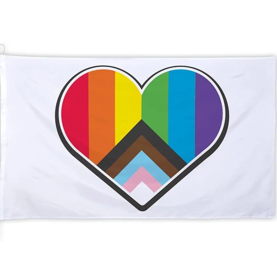 Pride Progress-hjerte flagg XXL