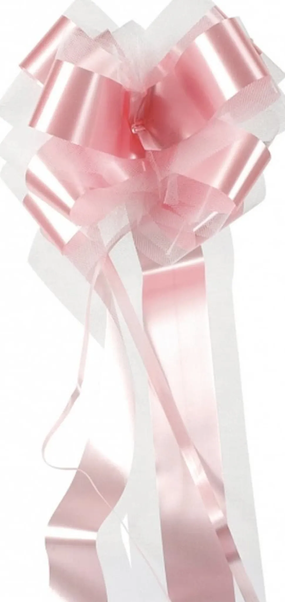 Pull Bow Sløyfe m/tyll Lys Rosa, ca 25 cm