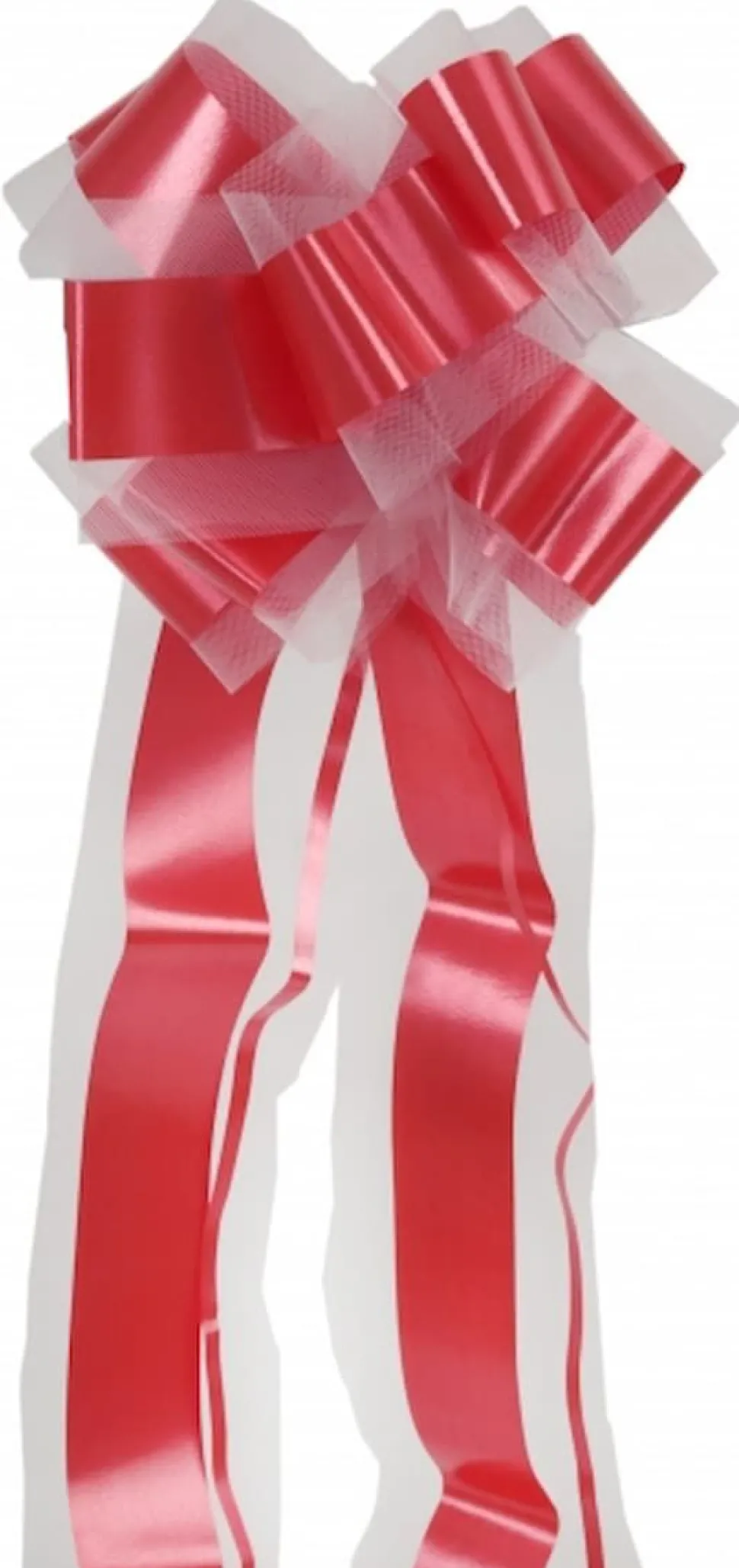 Pull Bow Sløyfe m/tyll Rød, ca 25 cm
