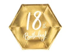18år Bursdag Asjett Gull, 6 stk