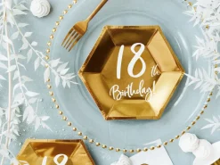 18år Bursdag Asjett Gull, 6 stk