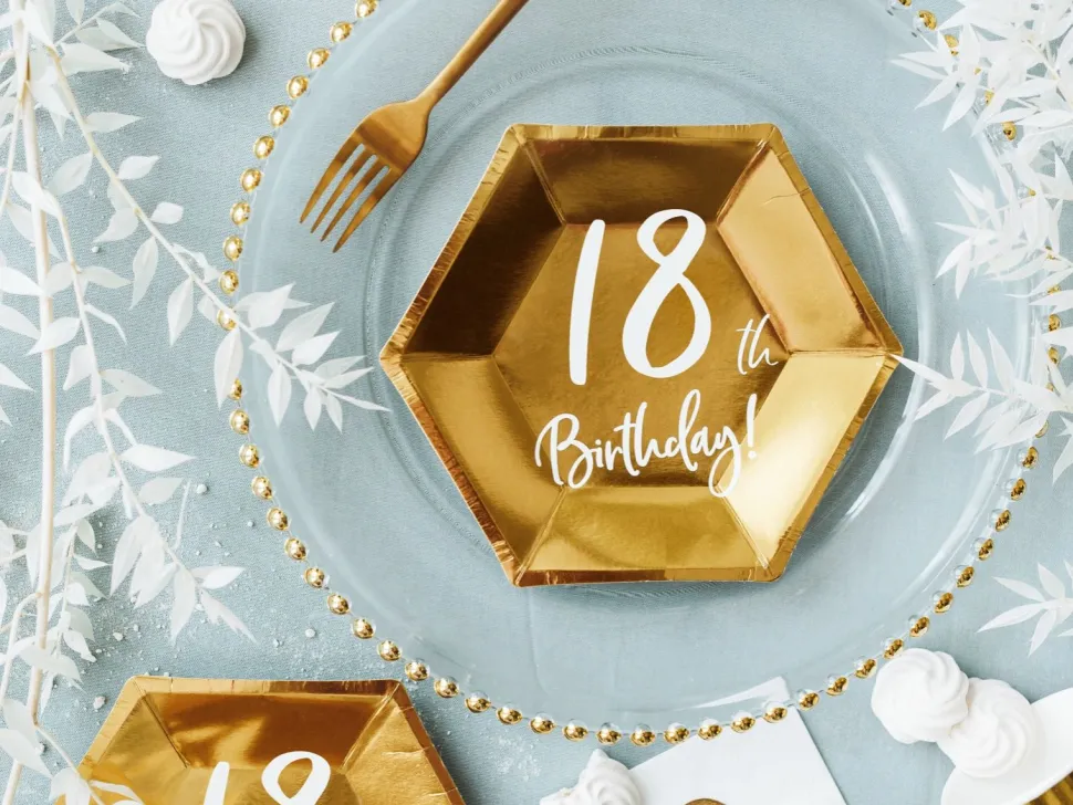 18år Bursdag Asjett Gull, 6 stk