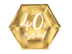 40år Bursdag Asjett Gull, 6 stk