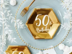 50år Bursdag Asjett Gull, 6 stk