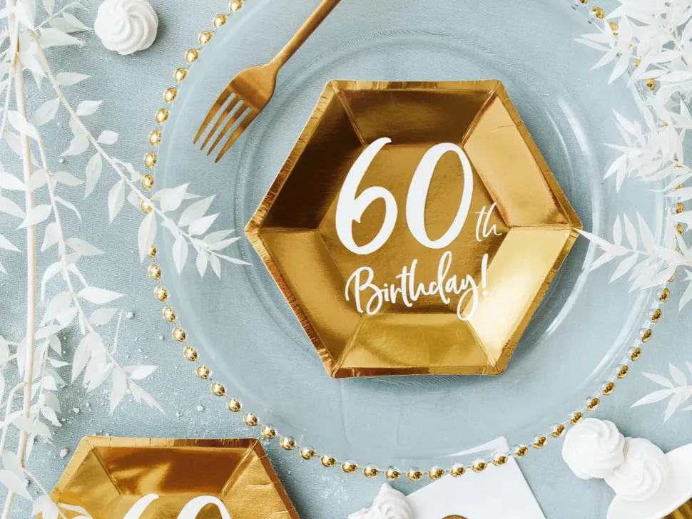 60år Bursdag Asjett Gull, 6 stk