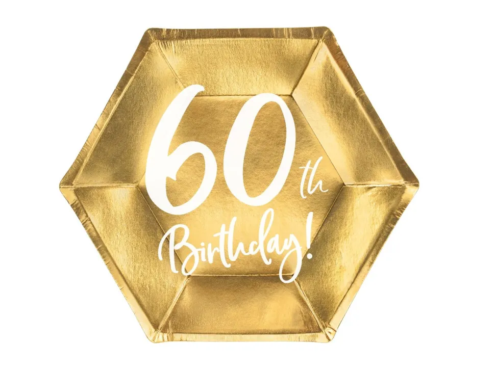 60år Bursdag Asjett Gull, 6 stk