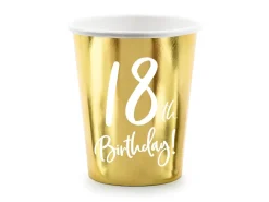 18år Bursdag Pappkrus Gull, 6 stk