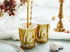 18år Bursdag Pappkrus Gull, 6 stk