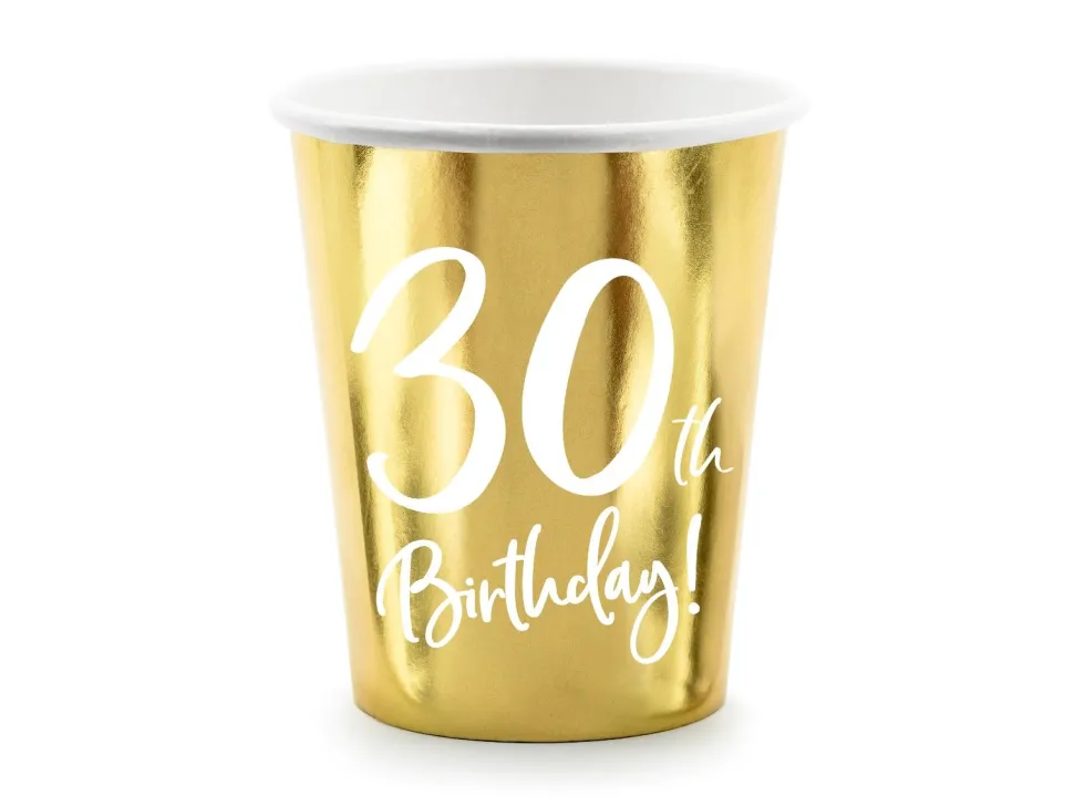 30år Bursdag Pappkrus Gull, 6 stk