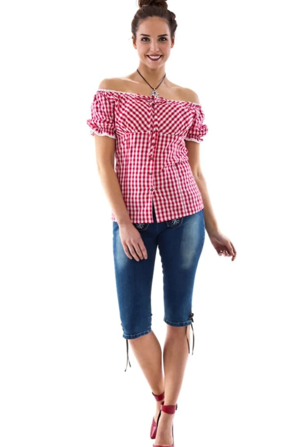 Rødrutet Bluse Off Shoulder