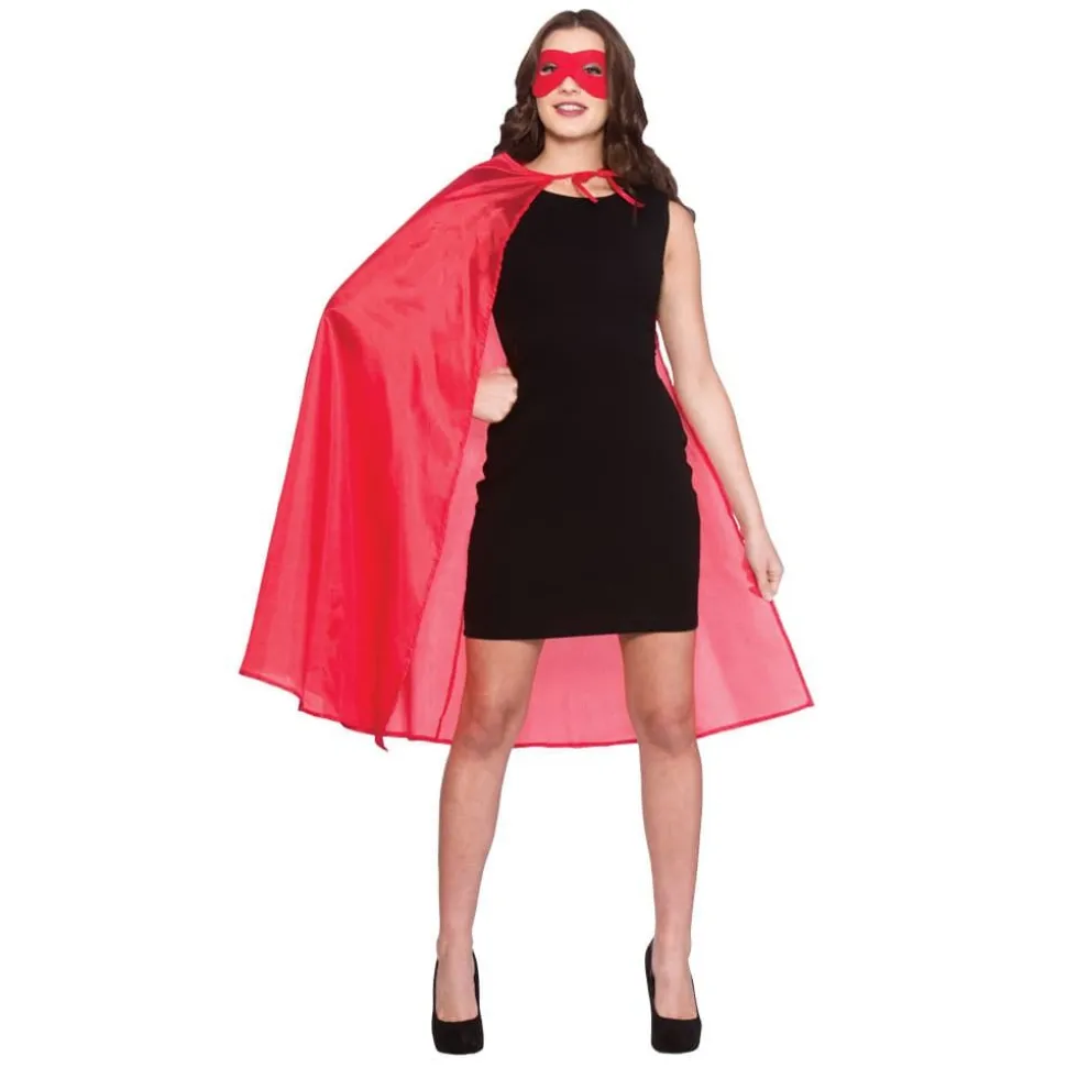 Rød superhelt kappe med maske