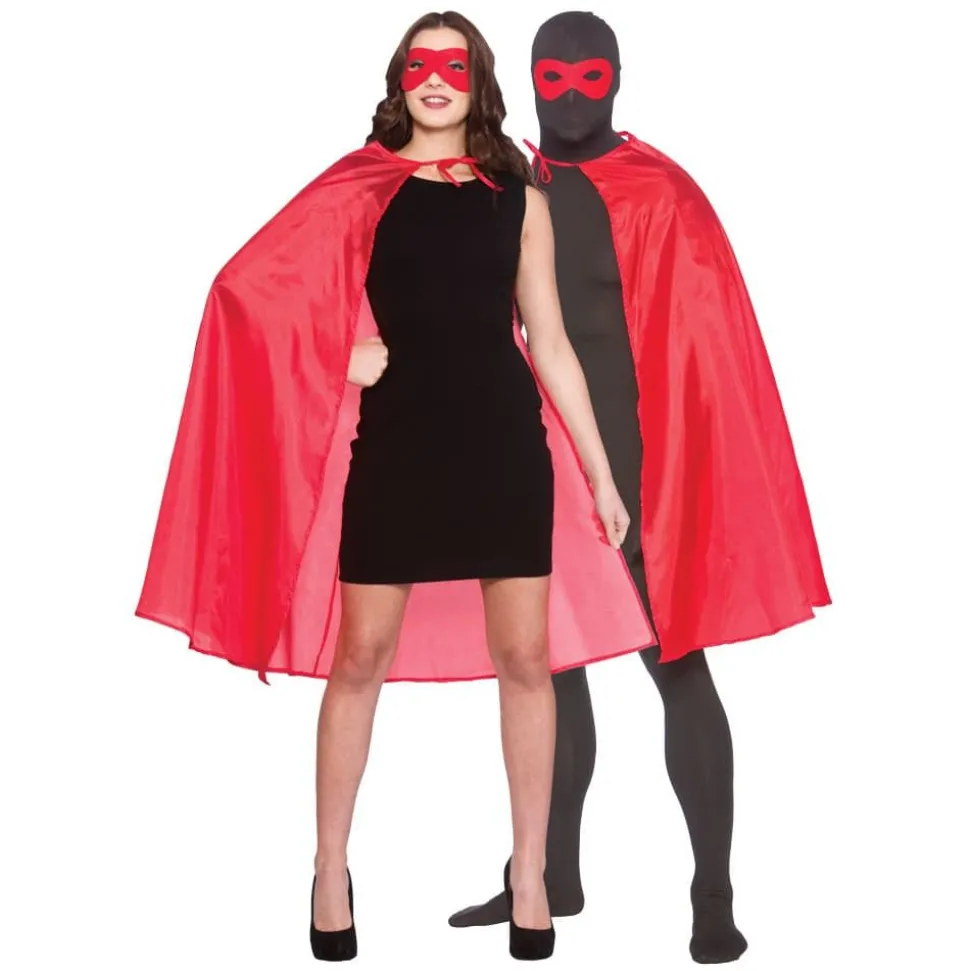 Rød superhelt kappe med maske