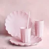 Rosa plastikk tallerkener, 4pk