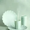 Salviegrønn plastikk tallerkener, 4pk
