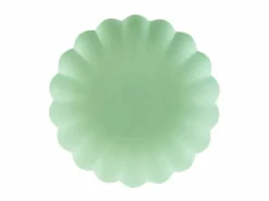 Salviegrønn plastikk tallerkener, 4pk