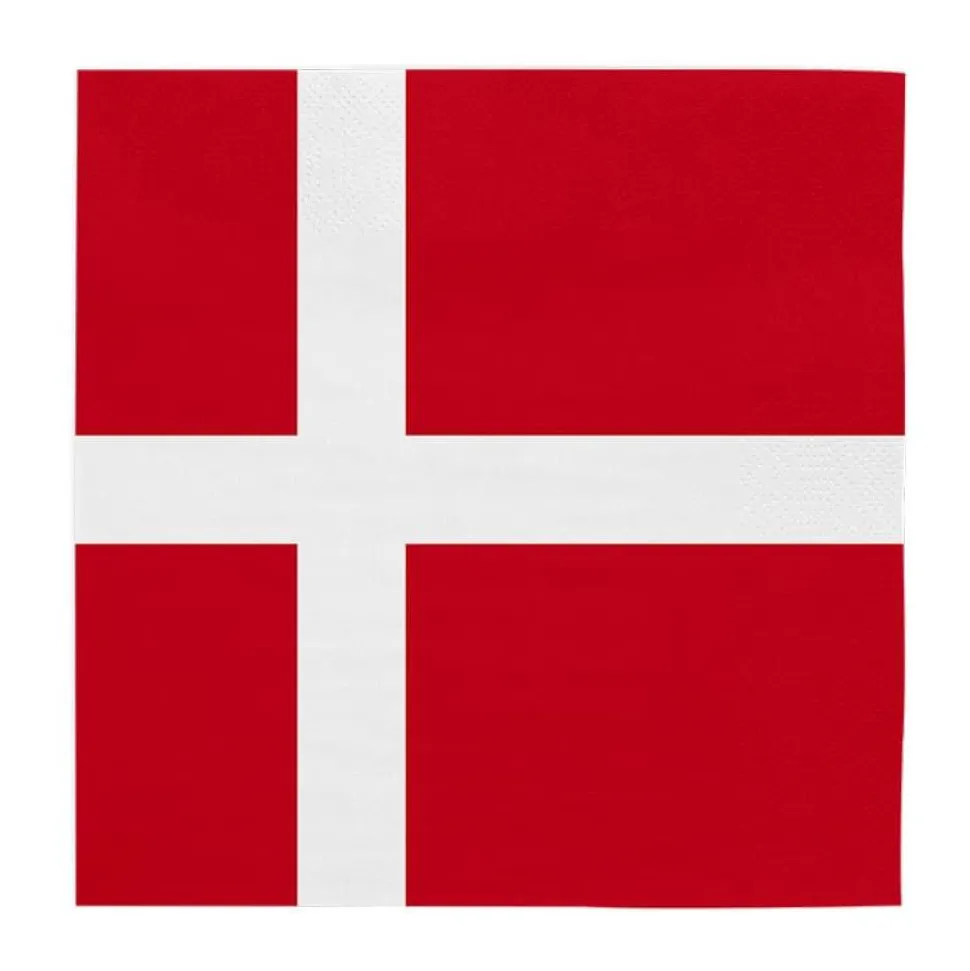 Servietter Danske flagg, 20 stk