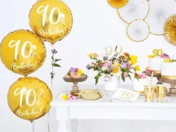 Servietter, 90th Birthday, Hvit & Gull