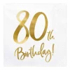 Servietter, 80th Birthday, Hvit & Gull