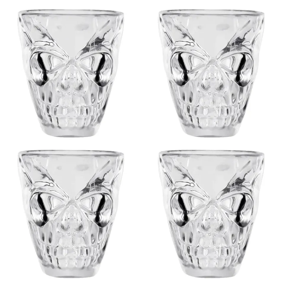 Shotglass Hodeskalle Plast, 4 stk
