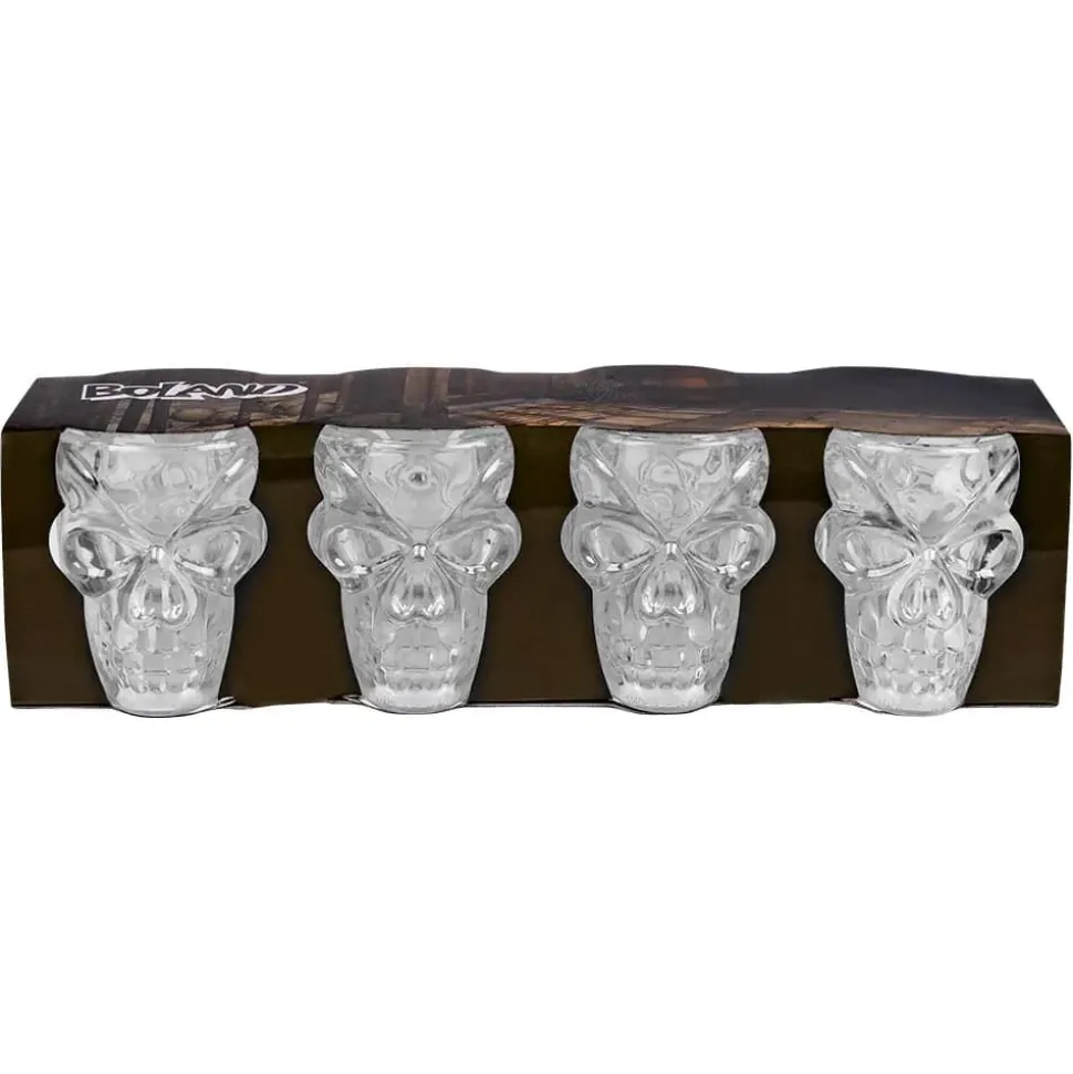 Shotglass Hodeskalle Plast, 4 stk