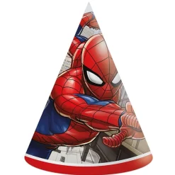 Spiderman Crime Fighter partyhatter, 6 stk.