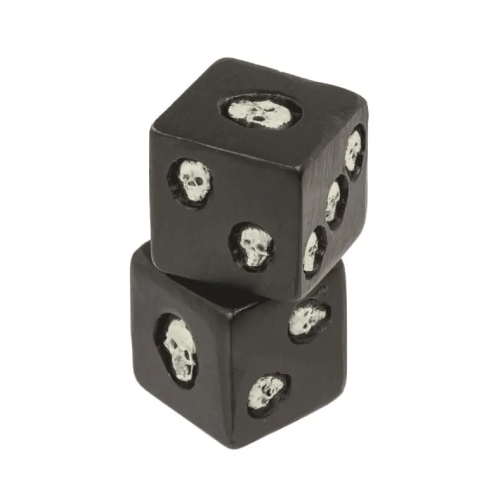 Terninger 2 stk Skull, Glow in the Dark