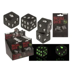 Terninger 2 stk Skull, Glow in the Dark