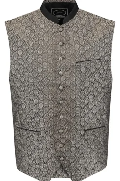 Trachten vest Leopold taupe jacquard
