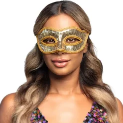 Øyemaske Venice Paljetter Gull